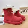 Botas de nieve de suela gruesa para mujer, nuevo modelo de invierno 2026, botines cortos tipo Birkenstock de doble uso con forro de felpa