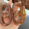 Estilo coreano Retro Marrom Simples All-match Oval Double Loop Bagel Médio Grampo de Cabelo Clipe de Tubarão para Tomar Banho e Sair