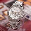 Comercio exterior venta caliente deseo Ginebra diamante correa de acero tres ojos falsos con calendario reloj de pulsera de negocios para hombre al por mayor