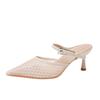 Sandalias de Malla Semitransparente Transfronterizas para Uso en Exteriores, Novedad Verano 2026 Mules de Tacón de Aguja Puntiagudos Sandalias de Tacón Alto