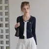 Ummoimo elegante chal de corbata de lunares camiseta retro de manga larga para mujer, top de otoño con bordado de lazo