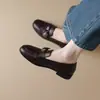 Weiwei Lady 1257-5 Mocasines estilo británico para mujer, zapatos planos de otoño para commuting, cuero suave, sin cordones