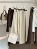 Pantalones largos de algodón lavado simples estilo coreano de pierna ancha para mujer, nuevo modelo otoño 2026, de cintura alta, adelgazantes, holgados, de pierna recta, casual