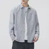 Camisa de hombre de tela Oxford a rayas estilo japonés 2026 nuevo otoño algodón puro cuello camisero manga larga chaqueta venta al por mayor
