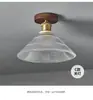 Luz de Pasillo de Madera Maciza Estilo Antiguo Medio Luz de Techo Lámpara Simple de Vidrio para Vestíbulo Balcón Luz de Pasillo de Entrada
