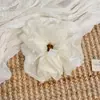 Goma de pelo tipo scrunchie de perlas color marfil para mujer, adecuada para peinados de moño o coleta, accesorio para el cabello de alta gama