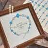 Pulseira de Contas Gravadas em Prata Esterlina 999 Fushi com Coração de Resina e Olho de Gato Presente para Namorada Design de Nicho para o Dia a Dia Bai