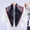 Lenço Retrô Artístico com Blocos de Cor Espinha de Peixe Paisley Novo Lenço Quadrado Criativo Lenço Decorativo de Pescoço Lenço Respirável Feminino