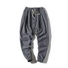 Comércio exterior transfronteiriço japonês fino masculino harlan cor sólida perna casual calças plus size solto algodão e linho calças cortadas calças masculinas