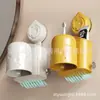 Portacepillos de Dientes con Ventosa Agujero Libre Portavasos para Enjuague Bucal Portacepillos de Dientes Montado en Pared Portacepillos de Dientes para Baño