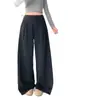 Pantalones de Chándal Anchos de Cintura Alta con Cordón Estilo Coreano para Mujer, Suaves, Amigables con la Piel, de Largo Completo, Joggers Versátiles para el Uso Diario, Ropa para Mujer, Fuente de Suministro Transfronteriza