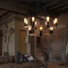 Lustre vintage estilo country americano, luz para sala de estar, design com contas de madeira envelhecida, luz de vela estilo francês para quarto e sala de jantar, iluminação decorativa para pousadas