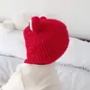 Gorro Infantil Otoño e Invierno Hecho a Mano Lindo Dibujo Animado Orejas de Rana Gorro de Lana Cálido Tejido