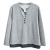 Camiseta casual de manga larga con cuello en V falso de dos piezas para mujer talla grande, top Joker 4906, nuevo para otoño, hermana con 200 kg