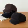 Novo chapéu feminino versátil para outono e inverno, adequado para cabeças grandes, faz o rosto parecer menor, boina vintage, chapéu de pintor para homens