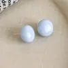 Pendientes de Botón Redondos Planos Retro Color Macarrón, Elegantes y Versátiles, Pendientes Minimalistas de Nicho