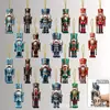 Producto Nuevo Transfronterizo Juego de 12 Piezas de Cascanueces de Madera Decoraciones Navideñas Soldado Marioneta Colgantes Decoración de Árbol de Navidad