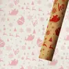 Papel de regalo de cuero de ganado, papel de regalo de Navidad, papel decorativo de árbol de Navidad a rayas con copos de nieve de anciano