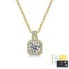 Collar de plata S925 cuadrado con moissanita directo de fábrica para mujer, totalmente incrustado de piedras, cadena para clavícula con colgante, joyería de plata para transmisión en vivo transfronteriza
