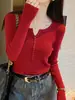 Suéter Cableado de Cuello Henley Estilo Francés Suave para Mujer Otoño Invierno Nuevo Ajuste Delgado Pulóver Abotonado Prenda Base