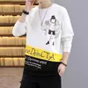 Suéter de cuello redondo para hombre, primavera y otoño, moderno, holgado, estampado, ropa de otoño, juvenil, camiseta de manga larga, top para estudiante, ropa para hombre