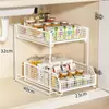 Estante de almacenamiento retráctil debajo del fregadero, estante de gabinete, estante de almacenamiento multiusos para ollas, estante de almacenamiento de cocina