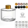 Frasco cilíndrico de aromaterapia de 100ml, frasco de vidro transparente para óleos essenciais, frasco difusor de perfume volátil de rattan, frasco de aromaterapia sem fogo
