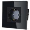 Enchufe de Pared Ruso Ozon Estándar Europeo Panel de Vidrio Templado Negro Caja Redonda 16A Enchufe Individual Transfronterizo Lote
