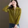 Suéter de Punto para Mamás de 26, Nuevo Cárdigan de Punto Trenzado Otoño/Invierno para Mujer, Corte Holgado, Cuello Solapa, Manga Larga, Chaqueta con Cremallera