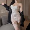 Romántica Flor de Melocotón Sexy Encaje Satén Falda de Cadera para Mujer Push-up Pecho Pequeño Ropa Interior Sexy Pijama que no se quita Uniforme 630