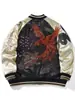 Chaqueta Bordada Estilo Chino Tendencia Nacional Dragón Azul y Tigre Blanco para Hombre Casual Chaqueta de Béisbol Dragón A014