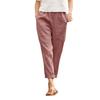 2023Wish Ropa de Mujer para Exportación Europea y Americana Pantalones de Mujer con Bolsillos Grandes con Solapa Color Puro Cómodos de Algodón y Lino Pantalones Casuales Pantalones Rectos para Mujer