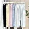 Pantalones Yamamoto de Seda de Hielo Ligeros Casuales Simples de Verano para Mujer Talla Grande 100kg para Chicas Gorditas 7368