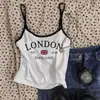 Ropa de Verano Nueva Estilo Americano para Mujer con Estampado de Letras Y2K Espalda Descubierta Estilo Deportivo Ajustada Camiseta sin Mangas Básica