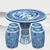 Jingdezhen Cerámica Mesa Taburete Redonda Mesa Antigua Porcelana Azul y Blanca Decoración Balcón Patio Exterior Jardín Mesa Taburete juego