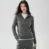 Suéter Informal Simple de Medio Cierre para Mujer, Otoño 2026, Corte Holgado, Cuello Alto, Suéter de Punto Cachemir