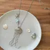 Colar com Pingente Metálico Minimalista Estilo Blogger da Febre Coreana, Corrente Longa para Suéter, Nova Corrente Versátil para Clavícula
