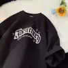 Camiseta Casual Solta Versátil Estilo Casal Unissex Estampa de Letras Tendência Verão Manga Curta Retro Americano
