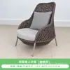 Conjunto de sofá de pátio externo para jardim personalizado, moderno, minimalista, estrutura de liga de alumínio, ratã trançado em duas cores, encosto curvo