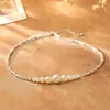 Colar Popular de Contas Prateadas e de Vidro com Toque de Luxo, Moderno, Exquisito, Corrente de Clavícula Versátil, Corrente de Pescoço Única e Estilosa