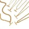 Collar para mujer estilo europeo y americano Wanxing, juego de collar con colgante de barra en T de circón de acero inoxidable chapado en oro de 18 quilates, estilo clásico, venta al por mayor transfronteriza