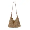 Bolsa de Playa para Mujer 2026 Verano Nuevo Estilo Casual Vacaciones Bolso de Hombro Cremallera Bolso Tejido Gran Capacidad Bolso Cruzado