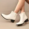 Botines Franceses Delgados para Mujer Otoño/Invierno Nueva Llegada Punta Fina Caña Corta Botines Chelsea Tacón Alto Grueso Tobillo Elástico Botines al Descubierto