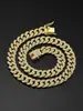 Venta Caliente Transfronteriza de Amazon Pulsera Cubana de 13 mm Aleación Completa de Diamante Broche de Bigote de Dragón Pulsera Hip-Hop Joyería Europea y Americana Venta al por Mayor