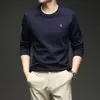 Camiseta de Manga Larga para Hombre con Cuello Redondo de Algodón de Fibra Larga 250g Otoño 2025 Nueva Moda Casual Sudadera Básica Bordada para Hombre