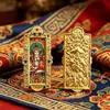 Exquisita Dorado Doble Cara Thangka Gahu Ocho Grandes Protectores Talismán Colgante de Buda Portátil
