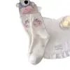 Meias Pelúcia Fofas de Inverno para Mulheres com Lã Adicionada Espessadas Quentes Meias de Lã Meias para Casa de Cano Médio Lã Australiana Meias para Chão para Dormir