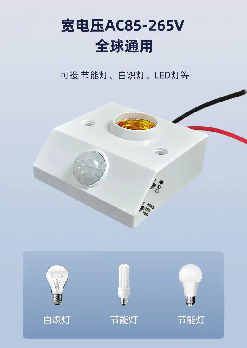 人体感应灯座详情 Motion sensor holder.