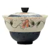 Dinastia Tang e Song Glacê de Caramelo Camélia Azul Pintado à Mão Cerâmica Gaiwan Doméstico Conjunto de Chá Kung Fu Utensílio de Estudioso Tigela de Chá em Forma de Cabaça