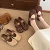 Outono 2025 Novo Confortável Estampa de Leopardo Couro Macio Sapatos Mary Jane para Mulheres Versátil Sola Macia Retrô Tira Boca Rasa Sapatos Solteiros